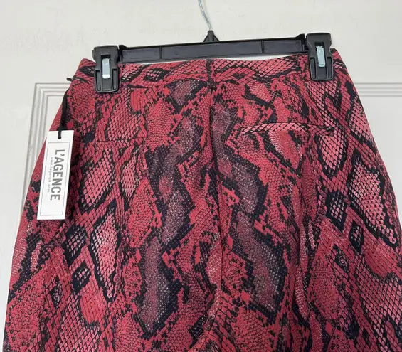 L'AGENCE L’AGENCE Ludivine Cropped Trouser in Red Snakeskin Print Size 2 NWT