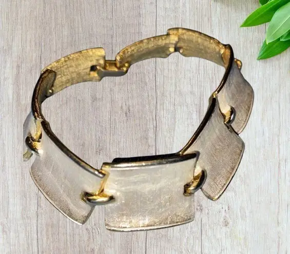 Gold Plated Flat Rectangular Link Bracelet Gold