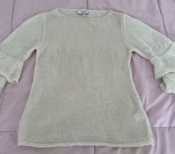 Gio & Gio. White Wool and Mohair Blend Tiered Sleeve Sweater, size S Made in Italy