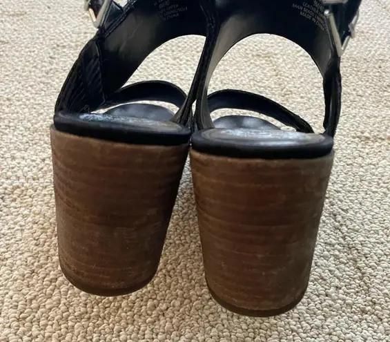 Vince Camuto  Karmelo Leather Sandals Block Heels Buckle Black Women’s size 9M