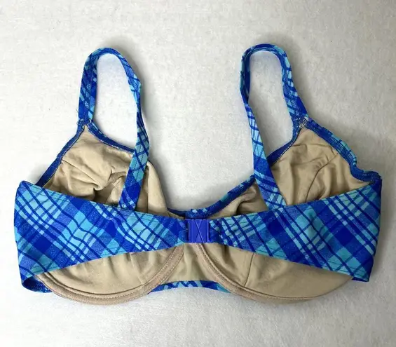 Vintage Christina Krista Blue Plaid Bikini Top Size 14