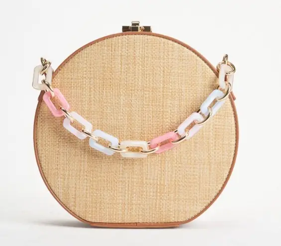 Woven Straw Canteen Crossbody Bag Tan