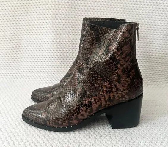 Treasure & Bond Nordstrom Farrah Brown Faux Snake Western Stud Ankle Boots 6.5