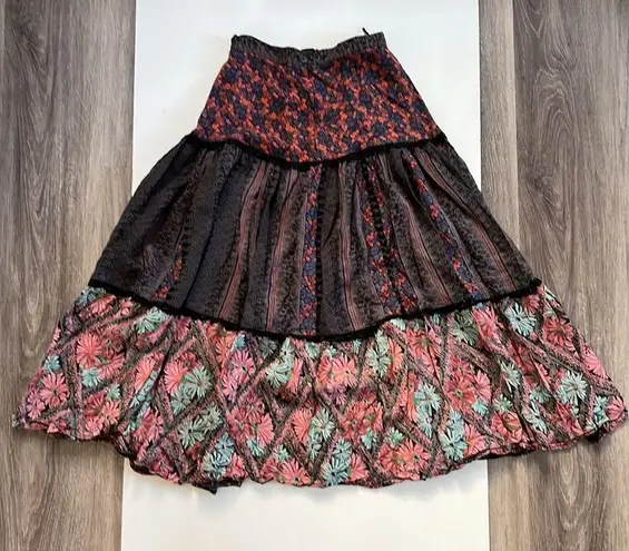 Mushroom by Perlei London Vintage Floral Midi Skirt XS Boho Gipsy Patchwork