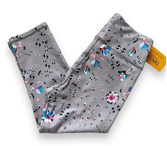 Becco LA Floral Crop Leggings, Taupe, Large Purple