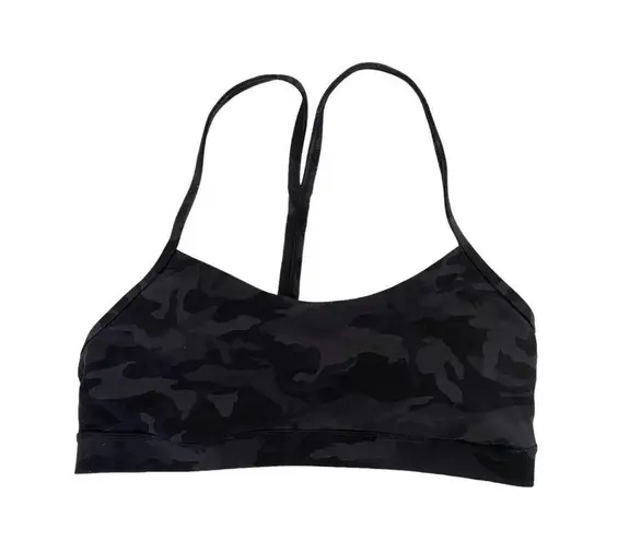 Lululemon  Flow Y Bra Nulu, Incognito Camo Multi Gray Sports Bra