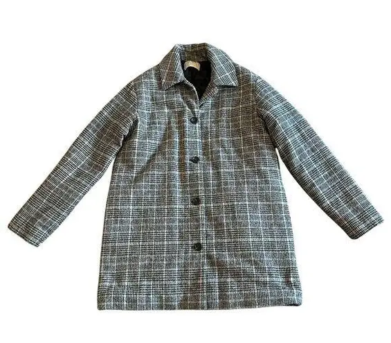 Oak + Fort Grey Black Plaid Wool Blend Jacket Button-Down Size Small Women's