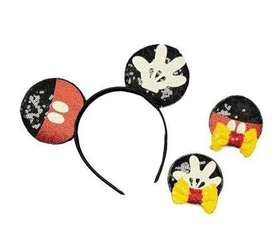 Headband and Hair Clips Mouse Ears Mickey Mouse Black