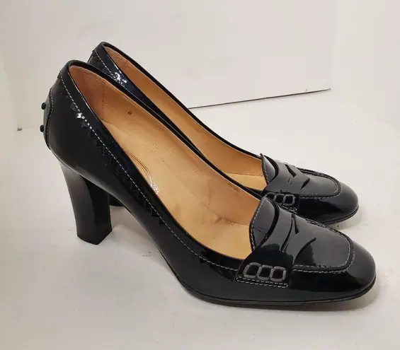 Tod's  Black Patent Leather 'Jodie' Penny Loafer Pumps 8