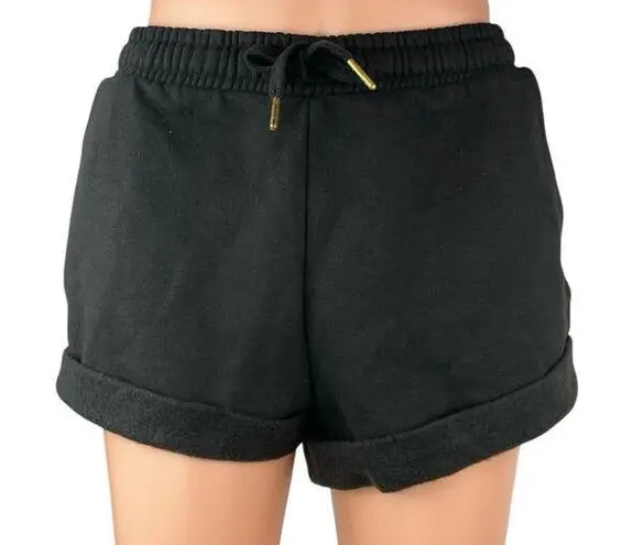 We Wore What NEW Black Drawcord Elastic Waist Cuffed Pull On Sweat Shorts Size S
