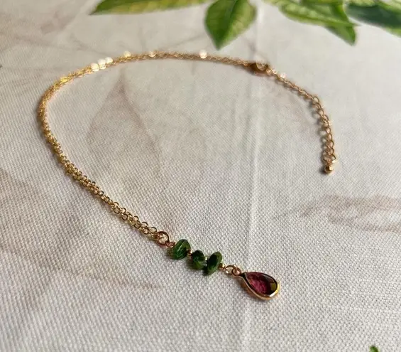Jewelry Set Green Tourmaline Garnet Pearl Boho Bohemian Minimalist Casual Gift