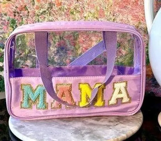 New Purple & Clear "MAMA" Zipper Pouch Bag w/ Handle