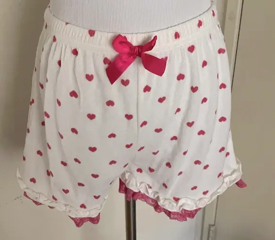 Women's Printed Heart PJ Shorts with Lace Trims Sizes S Multiple