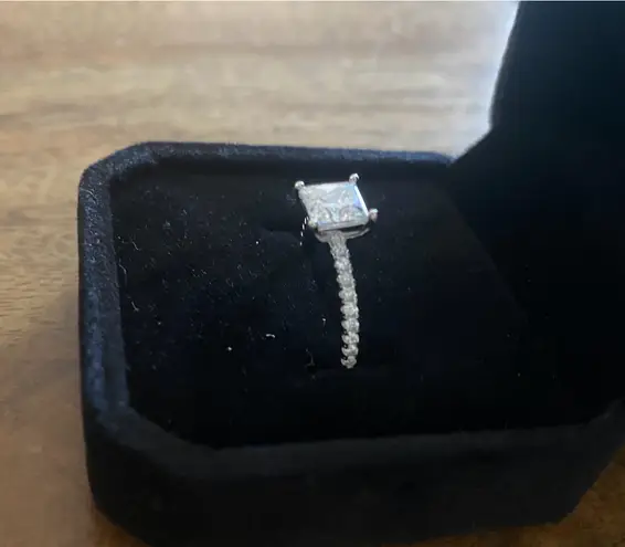 1 Carat Princess cut moissanite & Silver Ring size 5