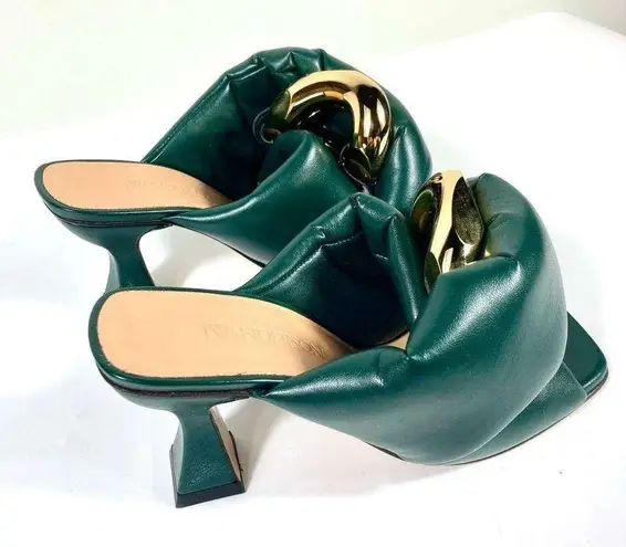 JW Anderson Chain Twist Leather Mules Sandals Green Size