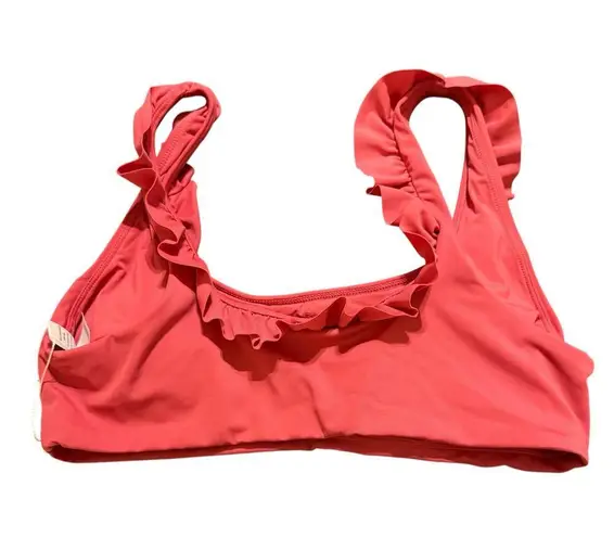 ANDIE NWT Swim Ruffle Bikini Top Size Medium Pink Removable Pads