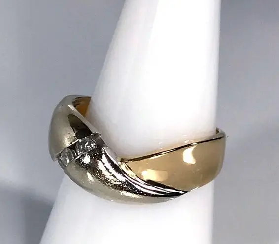 14KT .28 CARAT DIAMOND SOLID YELLOW & CHAMPAGNE GOLD BYPASS RING