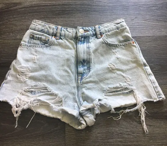 ZARA Acid Washed Ripped Denim Shorts