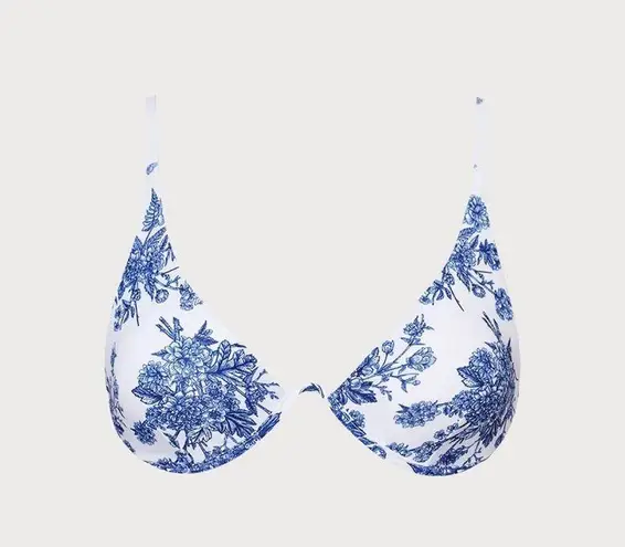 BERLOOK Backless Underwire Floral Bikini Top ONLY 05 Blue