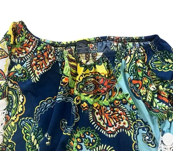 Win Win Womens Small Medium Multicolor Paisley Boho Pinwheel Sleeve Tunic Top