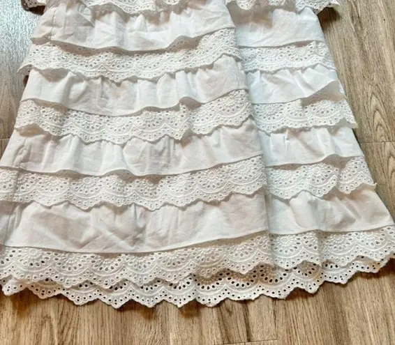 Caroline Constas Layne Dress Tiered White Ruffle Crochet Size S NWOT