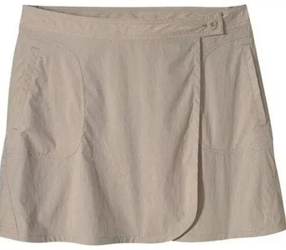 Patagonia  Solimar Skort Skirt Wrap Front Button Closure Beige 6