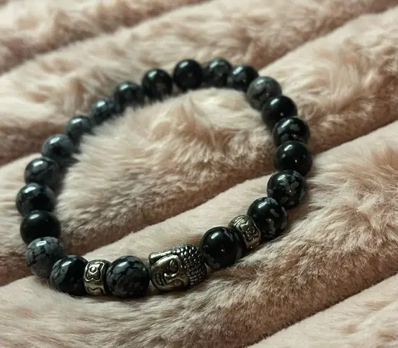 Tibetan monk head gem unisex bracelet Black