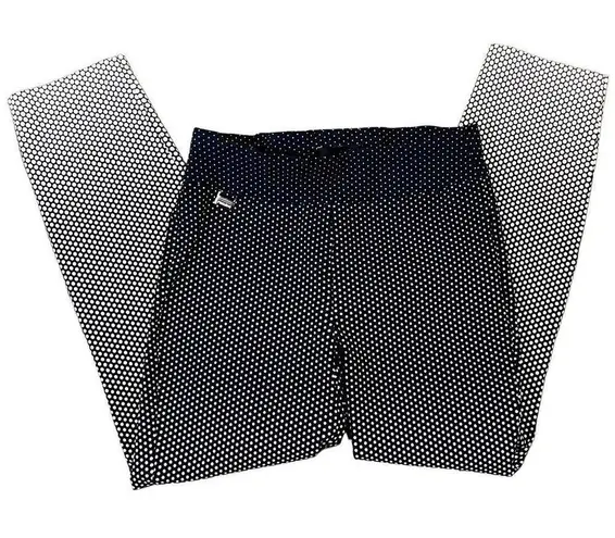 Premise Polka Dot Dark Navy and Cream Ombré Look Tummy Control Bengaline Pants S