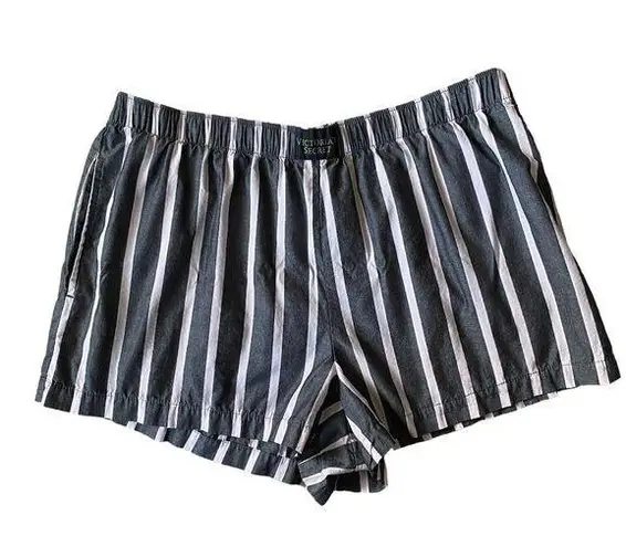 Victoria's Secret women's large gray and pink stripe elastic waist sleep shorts