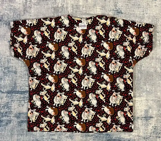 S.C.R.U.B.S. Dog Cat Heart Love Scrub Top Large