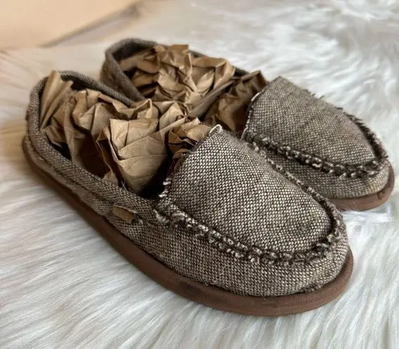 Sanuk  Brown Woven Yoga Mat Bottom Loafers Size 7