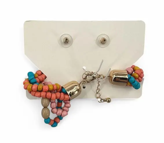 Indigo Authority Monarch Pastel Beaded Bracelet and Earring Jewelry Set