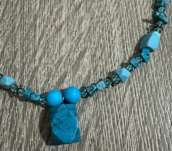 Vintage Blue  Beaded Choker Necklace