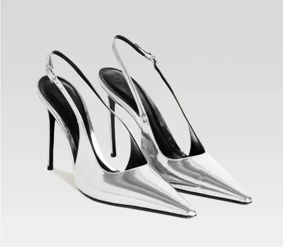 retrofete Cindy Slingback Heels in Silver 39.5 with Box Womens High Pumps Size 8.5