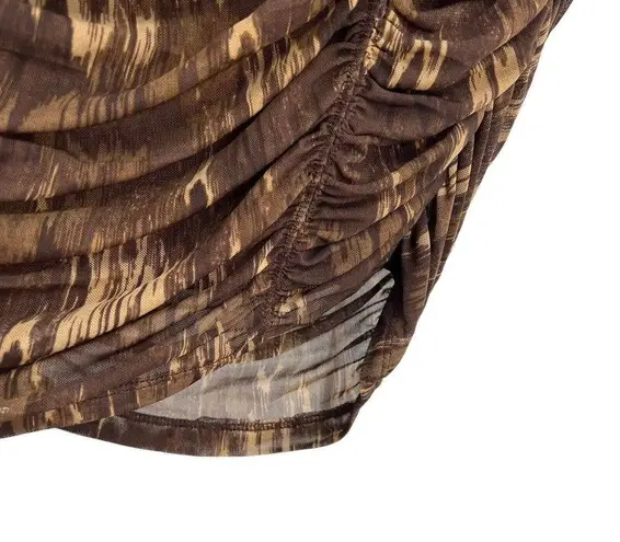 House of Harlow 1960 Ruched Fully Lined Brown & Tan Midi Pencil Skirt Size S