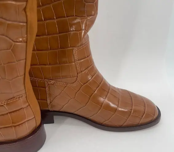 Schutz Boots Terrance Up Size 6.5 NEW Leather Crocodile Tall Embossed NWOT