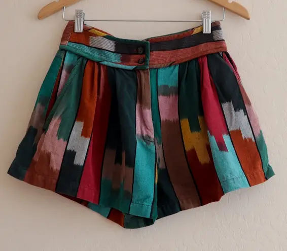 Ulla Johnson Marjani Pleated Shorts Sz 2 Souk Ikat Stripe Cotton Boho Festival