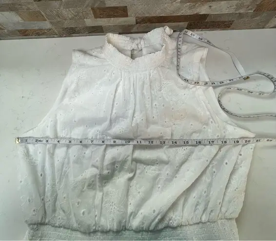 Laundry by Shelli Segal  White Eyelet Cotton Layered Tiered Sleeveless Dress XL