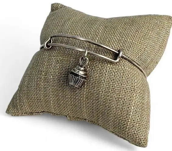 ALEX AND ANI  Cupcake Charm Silver Tone Bangle Bracelet