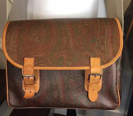 ETRO Red Paisley Tote Messenger Computer Bag Crossbody Bag Rare