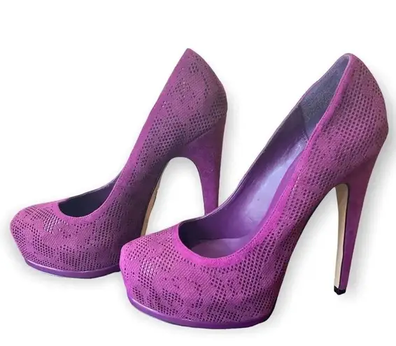 MADONNA Truth Or Dare Langlade Purple Suede Platform Heels Size 5.5