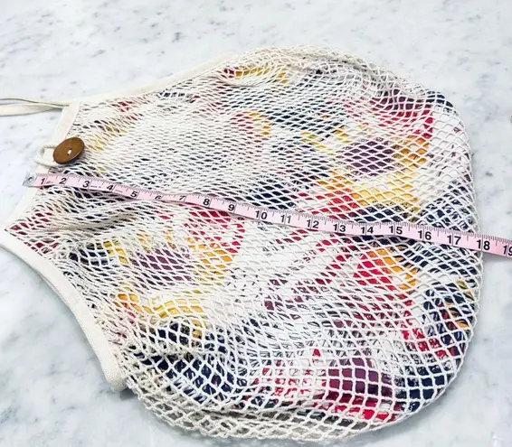 Vintage OP Mesh Tote Bag Reusable Shopping Bag with Button Closure White thumbnail 5