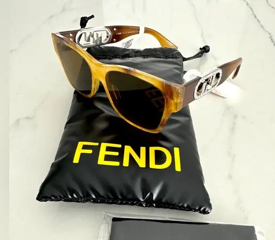 Fendi  Crystal Embellished Square Frame Sunglasses