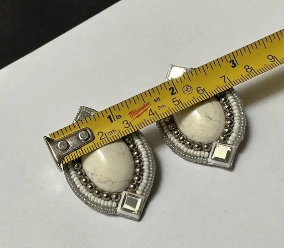 MARY B. Handmade Hand Crafted Rhinestone & Bead Clip On Earrings