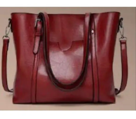 NWOT Elegant Faux Leather Tote with Removable Long Strap in Burgundy Red