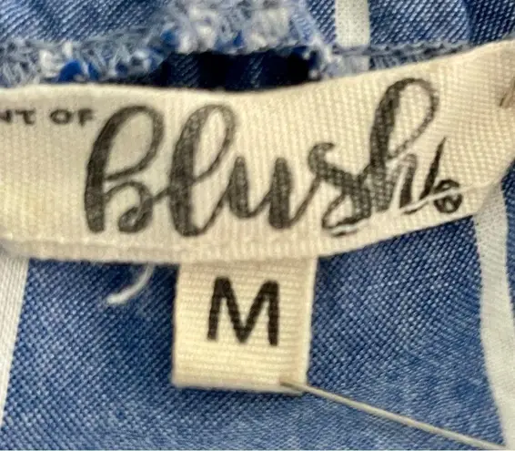 Hint of Blush A Mini Dress Blue white cap sleeves