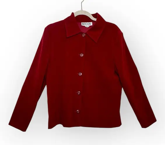 Briggs New York Briggs Red Faux Suede Button Front Shirt Jacket Vintage Y2K Quiet Luxury S