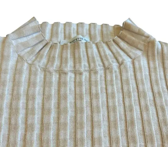 Lafayette 148 Gingham Responsible Matte Crepe Short Sleeve Sweater Stretch XS White