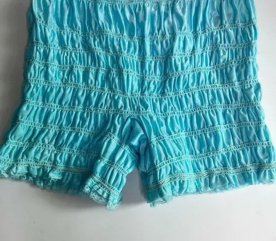 Vintage High Rise Ruffle Bloomers Medium Teal Blue 1970s