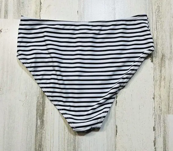 None Palm Leaf Ruffled Peplum Tankini Swimsuit with High Waisted Striped Bottoms